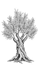 Fototapeta premium Ancient Olive Tree Detailed Illustration Isolated Transparent Background