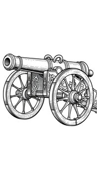 Antique Cannon Isolated Transparent Background Detailed Illustration