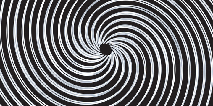 Abstract Geometric Swirling Vortex Illusion, Black and White Op Art Pattern