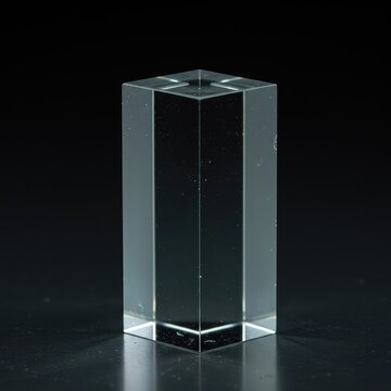 Raw optical glass block, prism blank, waiting for precision grinding and polishing into a high-quality optical component, block, abstract, precursor