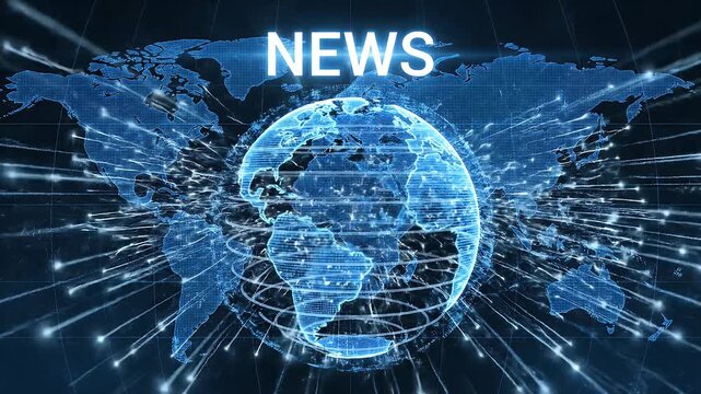 Global News Network Digital Earth World Map Background.