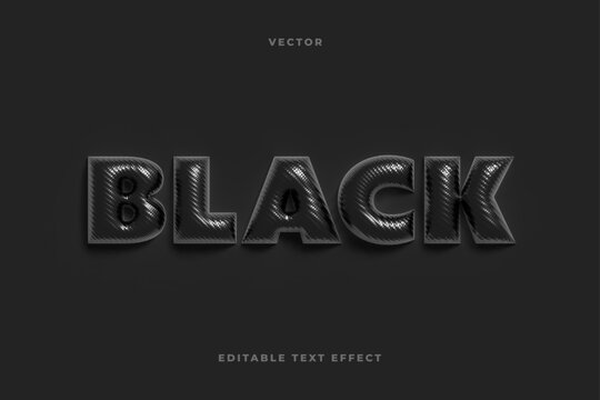 Black Carbon Fiber 3D Text Effect Editable Vector Typography on Dark Background