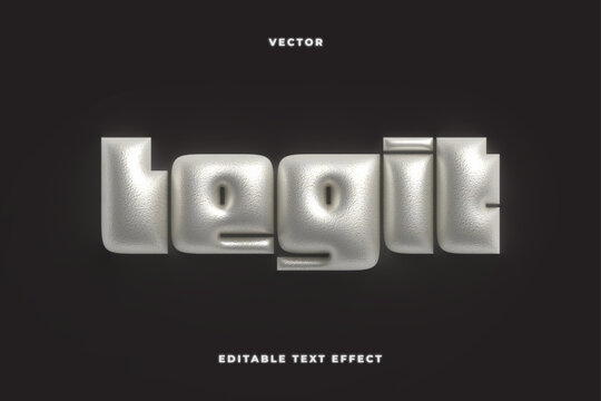 Legit Silver Metallic 3D Text Effect Editable Vector Typography on Dark Background