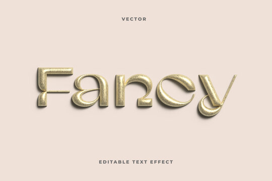 Fancy Gold Glitter Metallic 3D Text Effect Editable Vector Typography on Cream Background