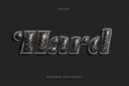 Hard Diamond Plate Steel 3D Text Effect Editable Vector Typography on Dark Background
