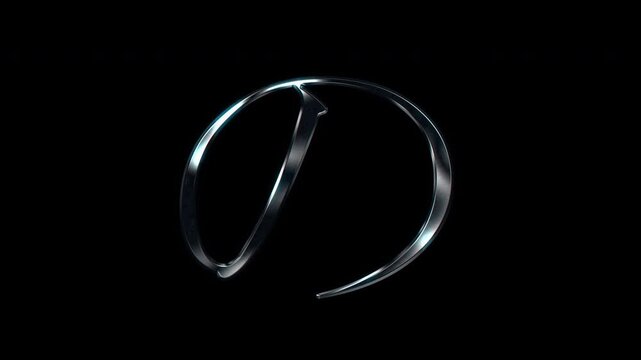 Silver metallic Japanese Hiragana "の". Alpha channel. Serif font. seamless loop video