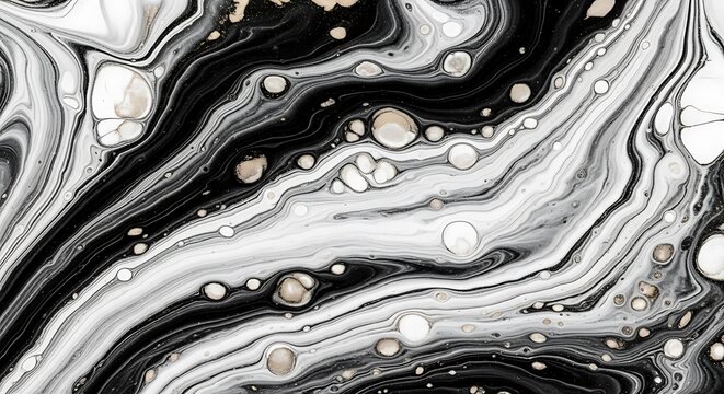Monochromatic liquid marble effect with flowing streaks and bubbles