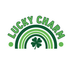 Naklejka premium St Patricks Day Lucky Charm Green Rainbow Shamrock Illustration.