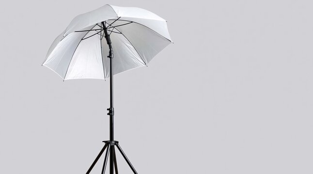 Photography equipment and studio lighting white umbrella light modifier on stand for professional photo and video