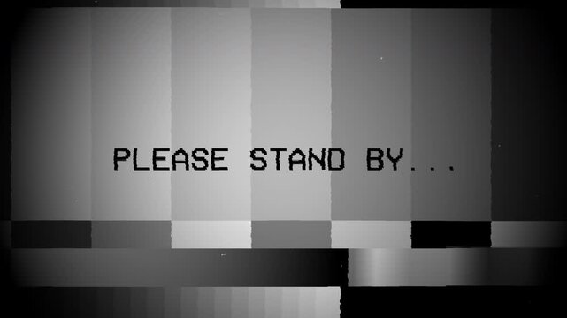 Vintage television screen with a please stand by message ideal for retrothemed designs, nostalgia concepts, or oldschool broadcasting projects.