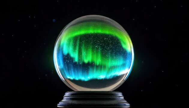Aurora Borealis in a Crystal Ball - A Mesmerizing Display of Light.