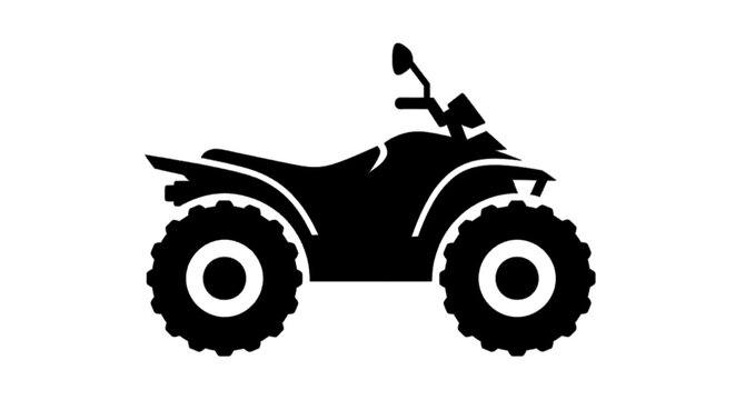 Vector illustration of black silhouette of an atv quad bike on a transparent background