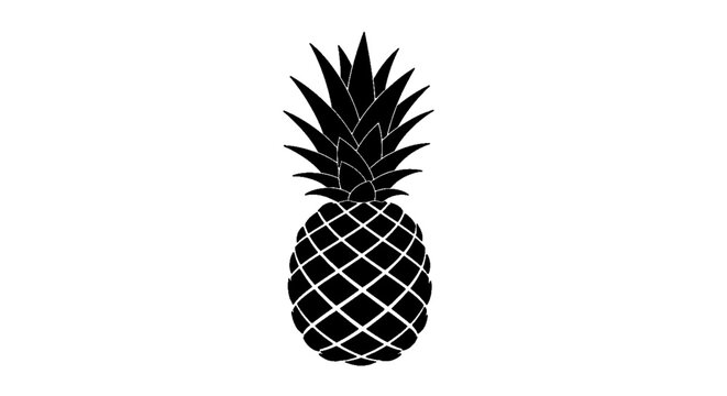 Vector illustration of black silhouette of a pineapple on a transparent background