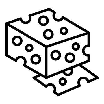 mozzarella melting block outline icon. cheese cube with stretchy melt drip. hot and gooey dairy. cooking and food