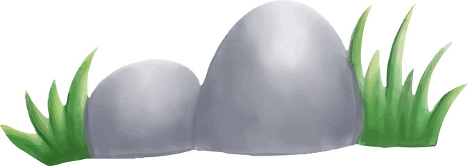 illustration of rock and grass © MiyaNuraisah