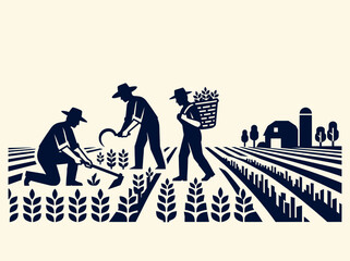 Fototapeta premium Agricultural Farming Harvest and Rural Field Workers