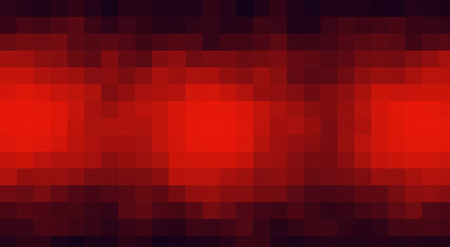 Abstract red pixel background with a glowing horizontal light effect