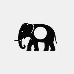 Fototapeta premium Minimalist silhouette of an elephant with a negative space circle