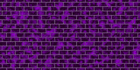 Purple brick wall texture background seamless pattern of violet bricks with dark mortar