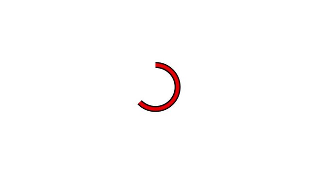 Red and black partial circle loading spinner on white background segment