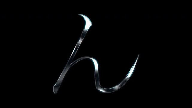 Silver metallic Japanese Hiragana "ん". Alpha channel. Serif font. seamless loop video