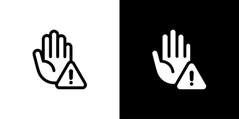 Fototapeta premium Hand Prevention icon concept with flat Black White Background. Vector illustration.