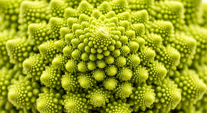 Macro shot of coliflor verde romanesco broccoli fractal patterns