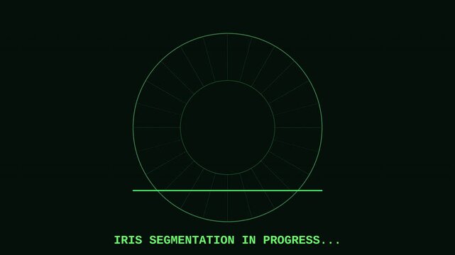 Sci fi military biometric security console scanning retinal pattern and confirming identity clearance for cinematic movie scene