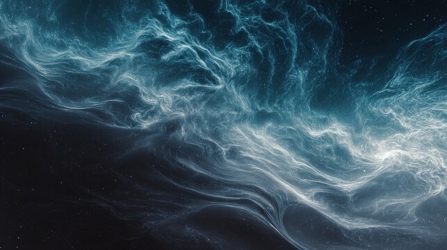 Abstract waves forming a meditative state, subtle, space top left.