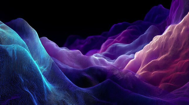 Abstract waves forming a meditative state, subtle, space top left.