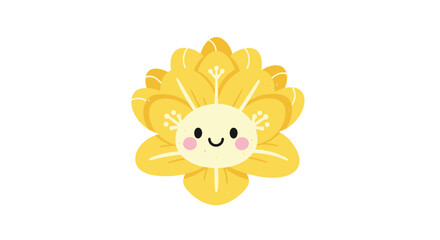 Obraz premium Adorable Yellow Flower Cartoon Character with a Smiling Face