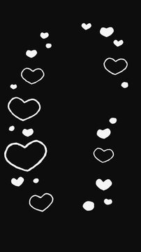 Hand-drawn heart frame animation with rising, blinking hearts.