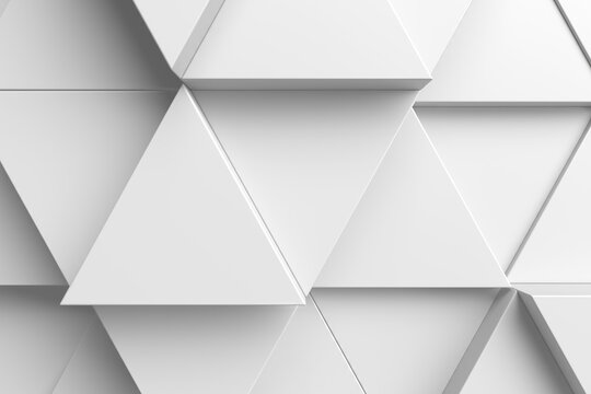 White geometric triangular tiles background for architectural wallpaper and modern design layout.3d render