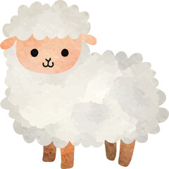 Fototapeta premium Cute watercolor sheep illustration with fluffy wool