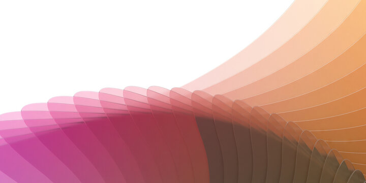 Pastel layered wave shapes in pink and peach with soft gradients for gentle banner background and modern minimal design.3d render