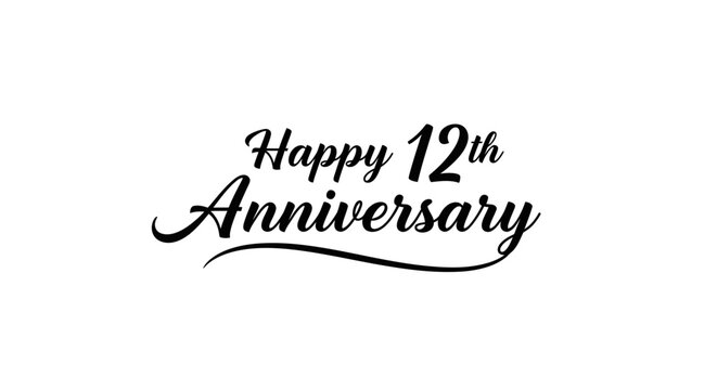 Happy 12th Anniversary Greeting Card Design.