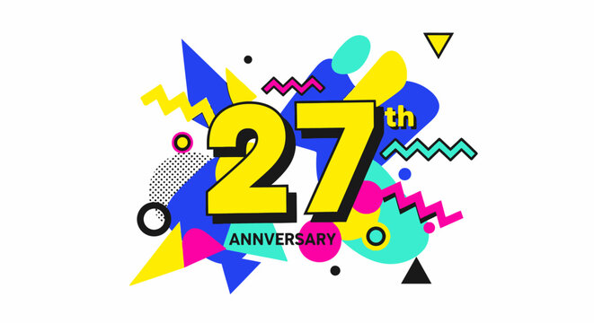 27th anniversary celebration colorful graphic design.