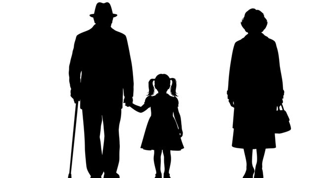 Family Silhouette Holding Hands Together.