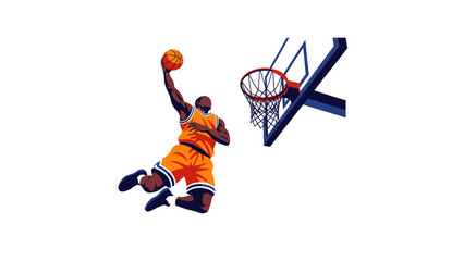 Basketball Player Slam Dunking © BerkahStock