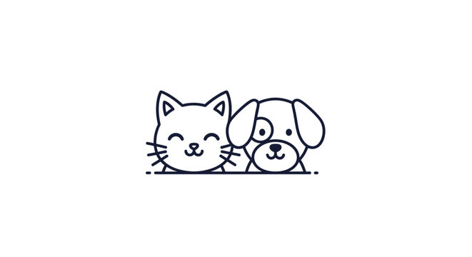 Cute cat and dog friends smiling.