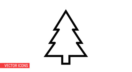 Naklejka premium Black outline of a Christmas tree.