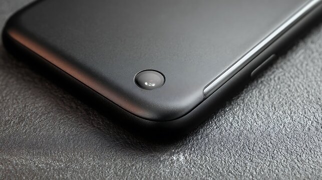 Close-up of a black smartphone.