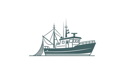 Fototapeta premium Fishing boat with nets on deck.