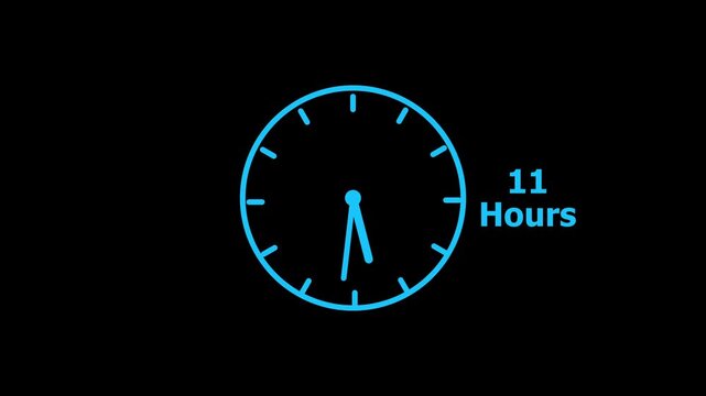 11 hours service clock icon. 11 hours customer service concept. 11 Hours Countdown Animation.