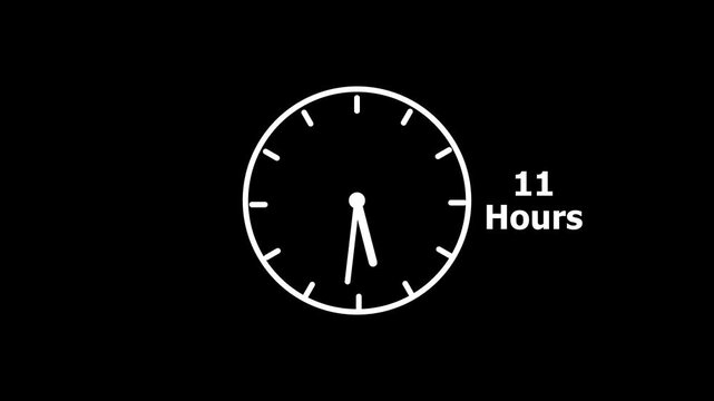11 hours service clock icon. 11 hours customer service concept. 11 Hours Countdown Animation.