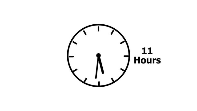 11 hours service clock icon. 11 hours customer service concept. 11 Hours Countdown Animation.