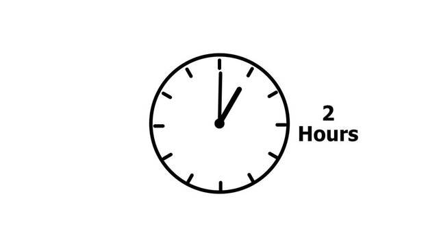 2 hours service clock icon. 2 hours customer service concept. 2 Hours Countdown Animation.
