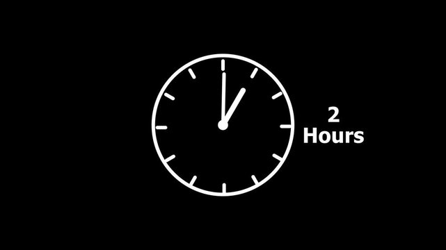 2 hours service clock icon. 2 hours customer service concept. 2 Hours Countdown Animation.