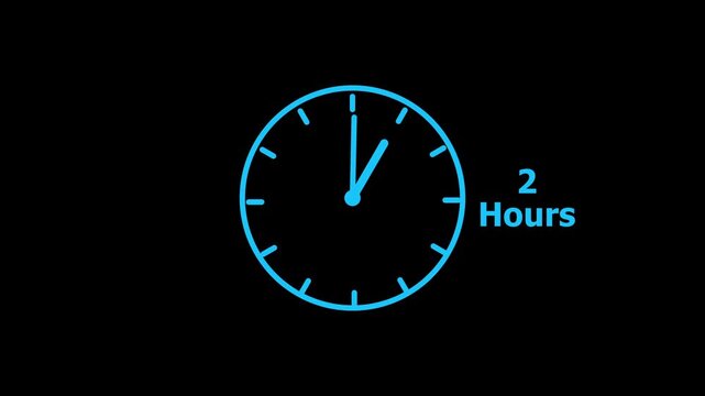 2 hours service clock icon. 2 hours customer service concept. 2 Hours Countdown Animation.