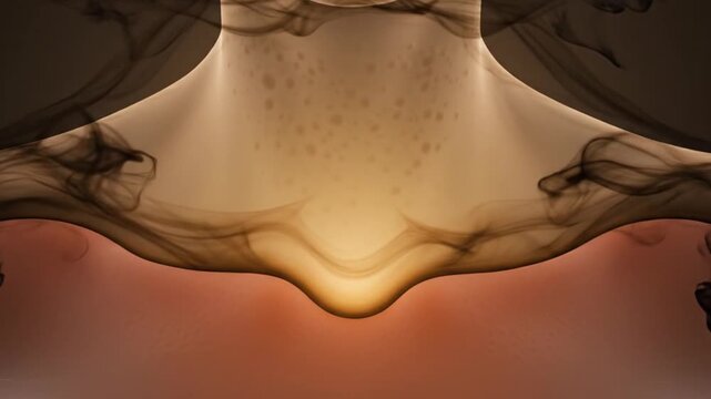 Advanced telehealth diagnostics and thyroid healing depicted by a glowing human throat clearing dark vapor